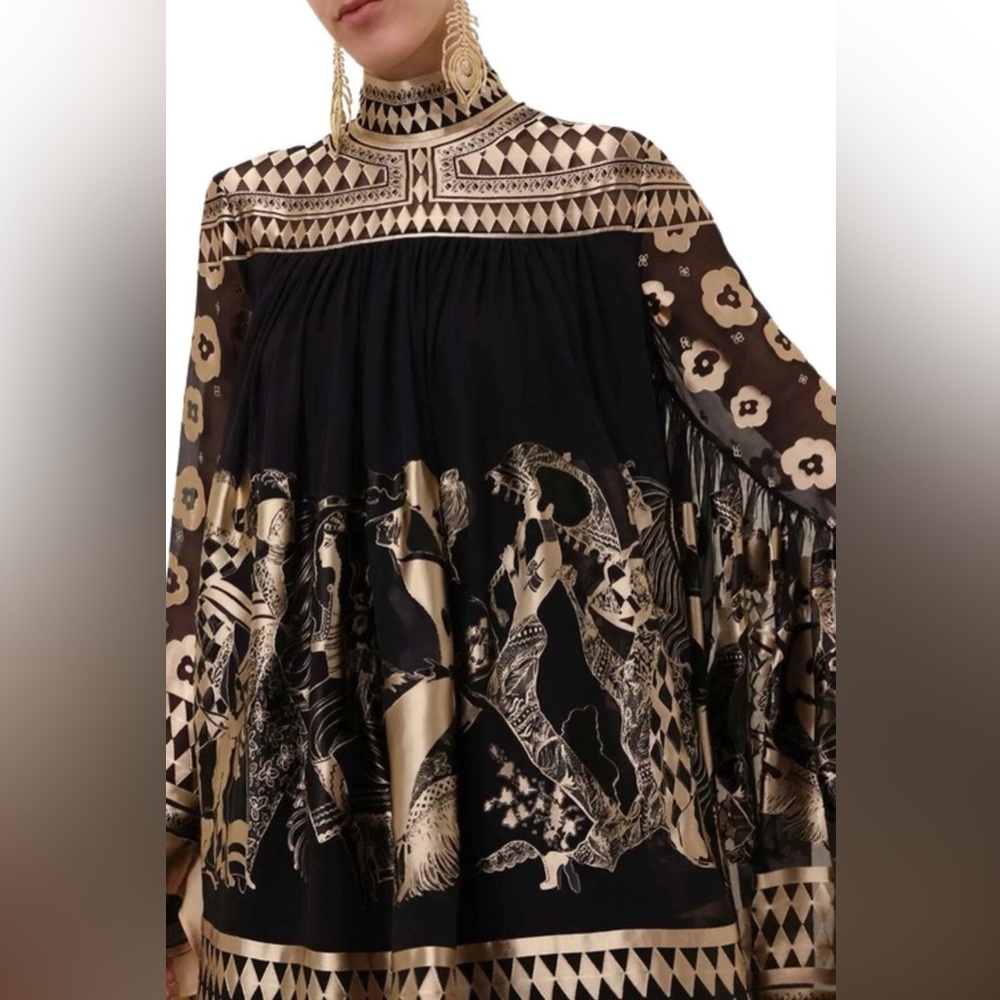 NEW Zimmermann Illustration Otto Dress In Viscose-Silk Size AU3 L - Picture 3 of 9